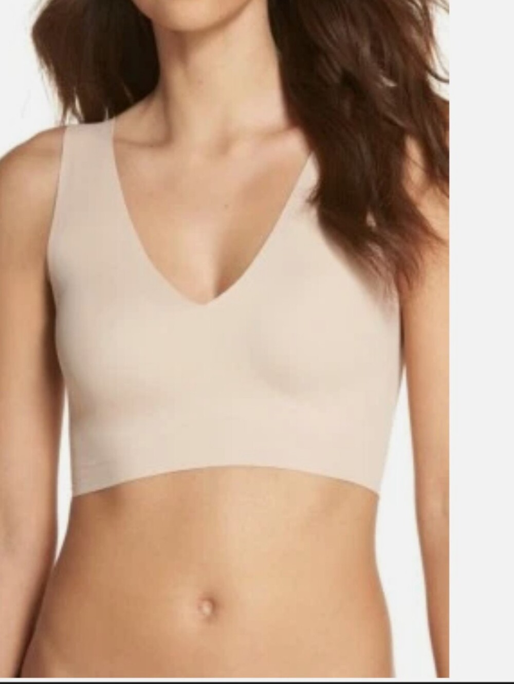 TRUE&CO  16802 TRUE BODY V-NECK WIRELESS BRA IN  DESERT /SZ:LARGE